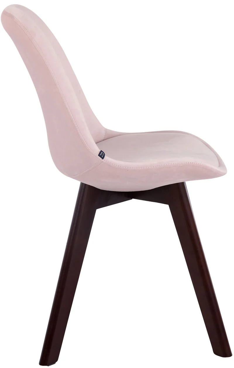 Chaise de salle à manger x1 design scandinave en velours rose et piètement à 4 pieds en bois marron 10_0003286