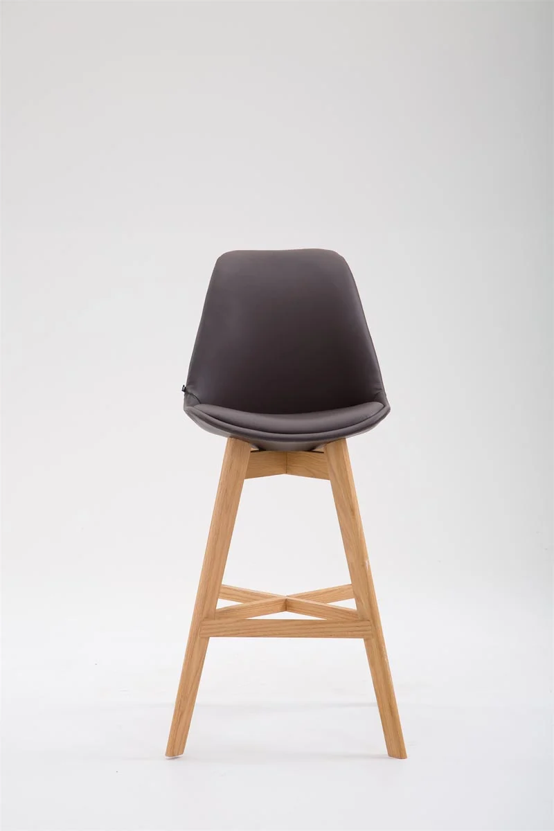 Tabouret de bar chaise haute design scandinave moderne en synthétique marron TDB10389