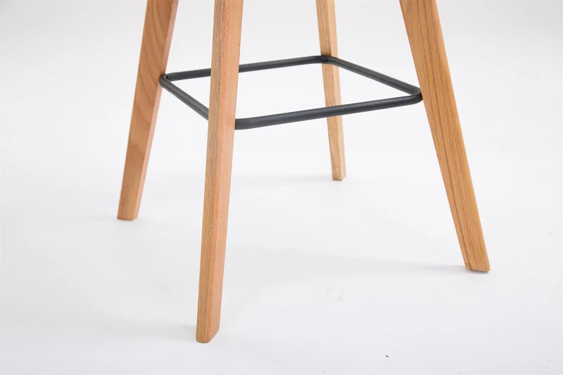 Tabouret de bar x1 style scandinave avec assise en similicuir et plastique blanc et structure en bois naturel 10_0006014