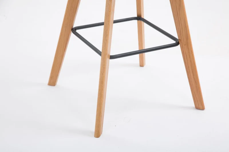 Tabouret de bar x1 style scandinave avec assise en tissu crème et structure en bois naturel 10_0005720