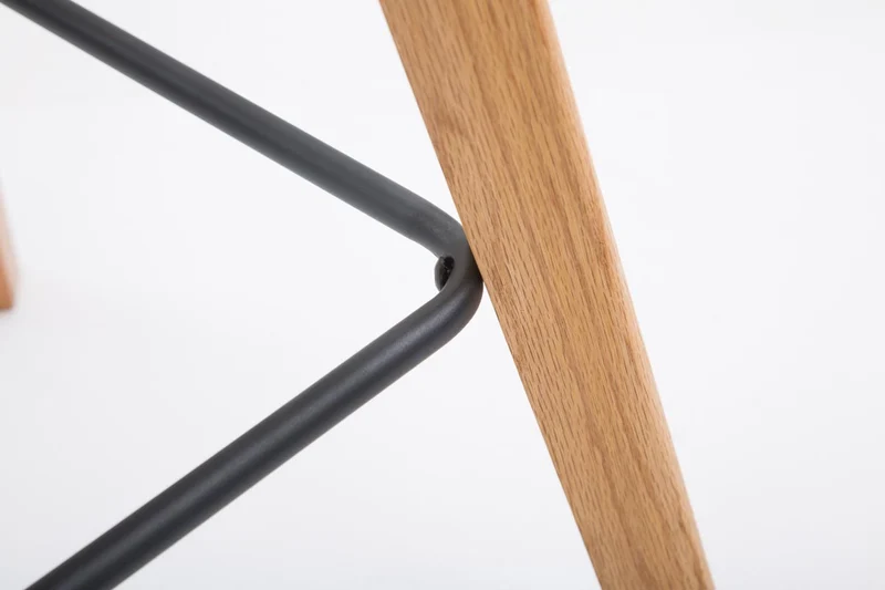 Tabouret de bar x1 style scandinave avec assise en tissu crème et structure en bois naturel 10_0005720