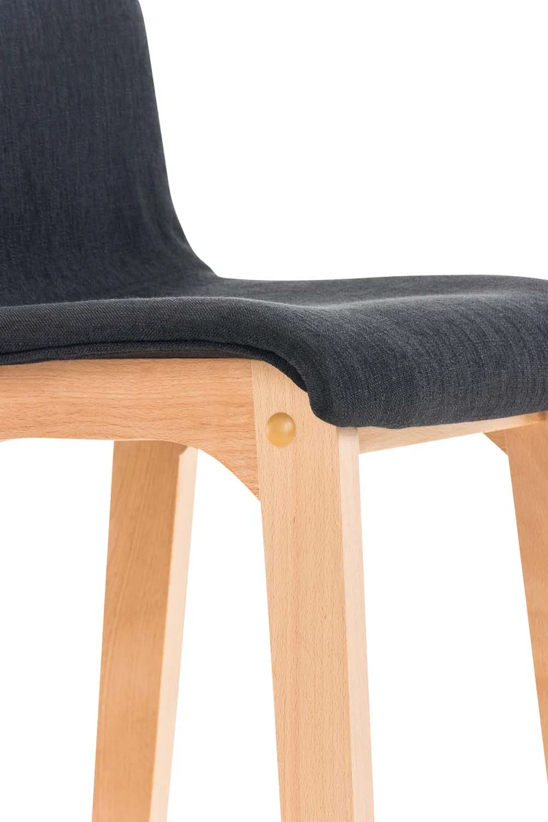 Tabouret de bar x1 avec repose-pieds structure de 4 pieds en bois assise en tissu noir 10_0004975