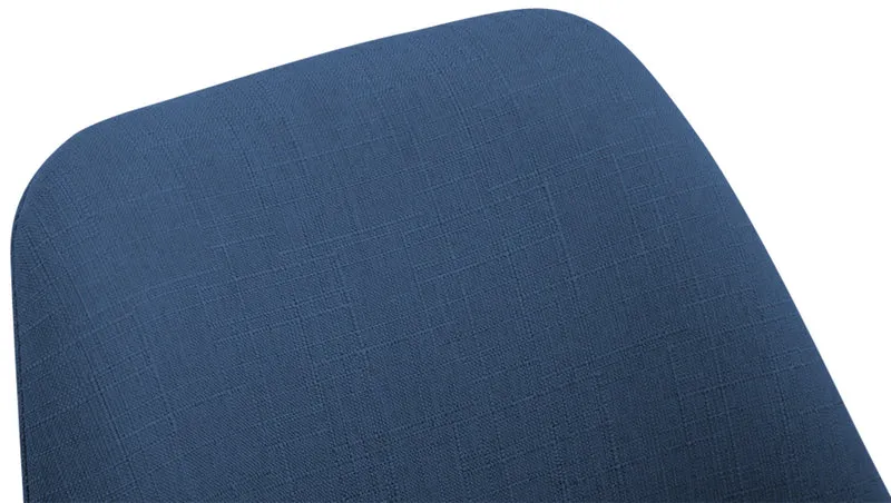 Chaise de salle à manger x1 design scandinave en tissu bleu et piètement à 4 pieds en bois blanc 10_0003311