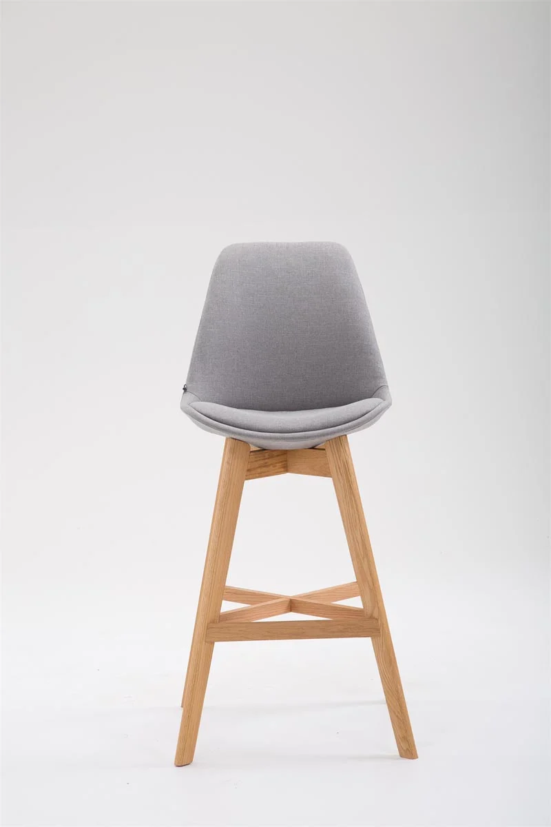 Tabouret de bar chaise haute design scandinave moderne en tissu gris clair TDB10379