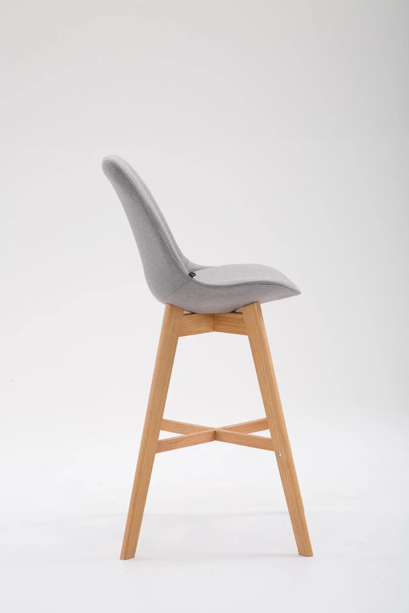 Tabouret de bar chaise haute design scandinave moderne en tissu gris clair TDB10379