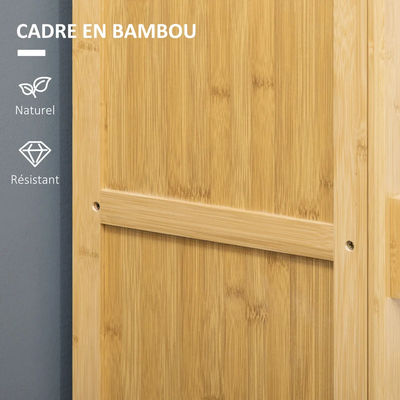 Armoire colonne salle de bain 40 x 30 x 140 cm 4 étagères sécurité anti-basculement moderne épuré en bambou naturel 21_0002895