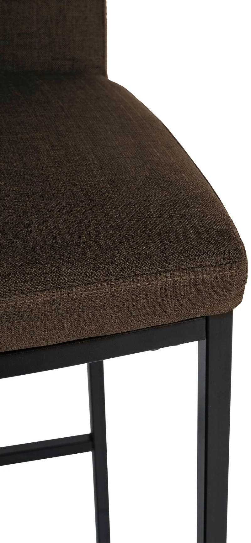 Tabouret de bar x1 design épuré et contemporain en tissu marron cadre à quatre pieds en métal noir 10_0006254