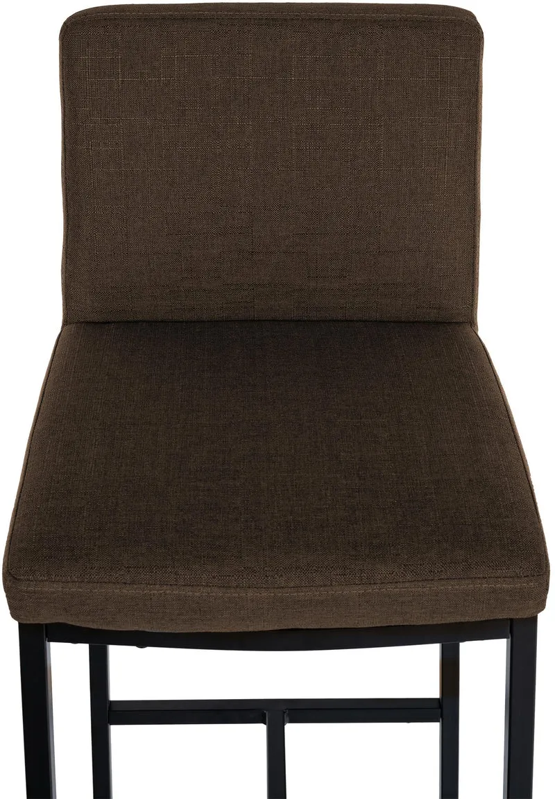 Tabouret de bar x1 design épuré et contemporain en tissu marron cadre à quatre pieds en métal noir 10_0006254
