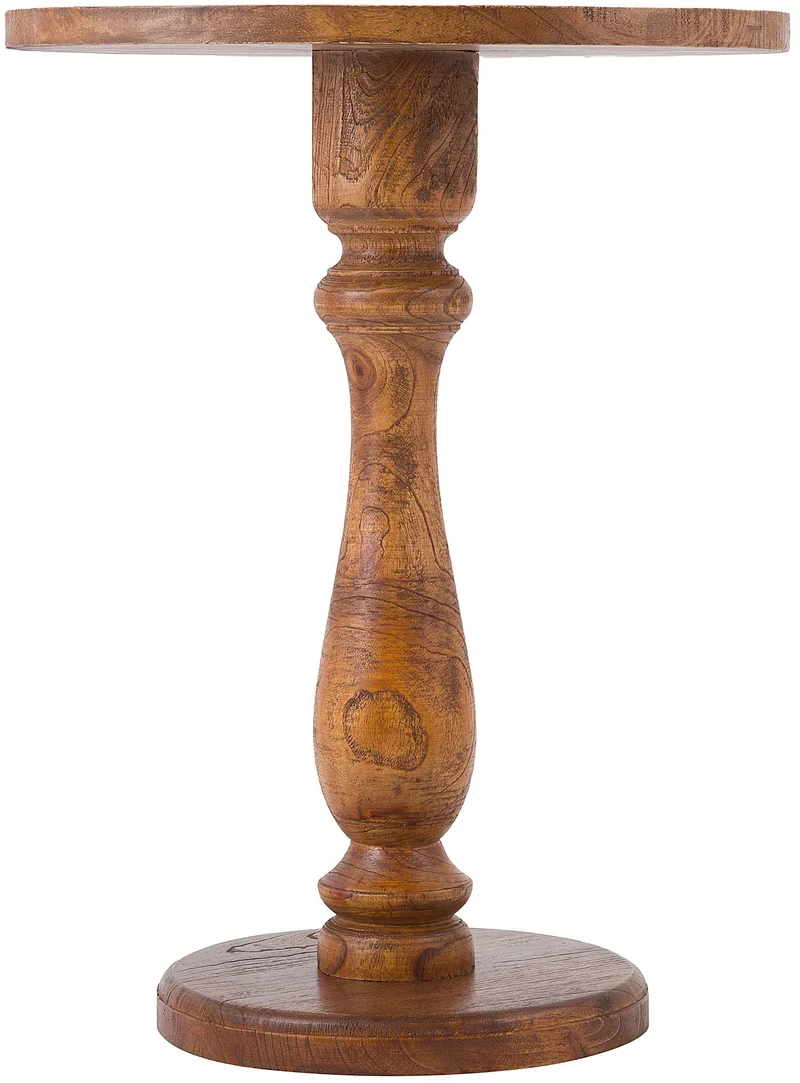 Table d’appoint ronde en bois de mindi massif marron 60 × Ø 50 cm fabriquée à la main 10_0009238
