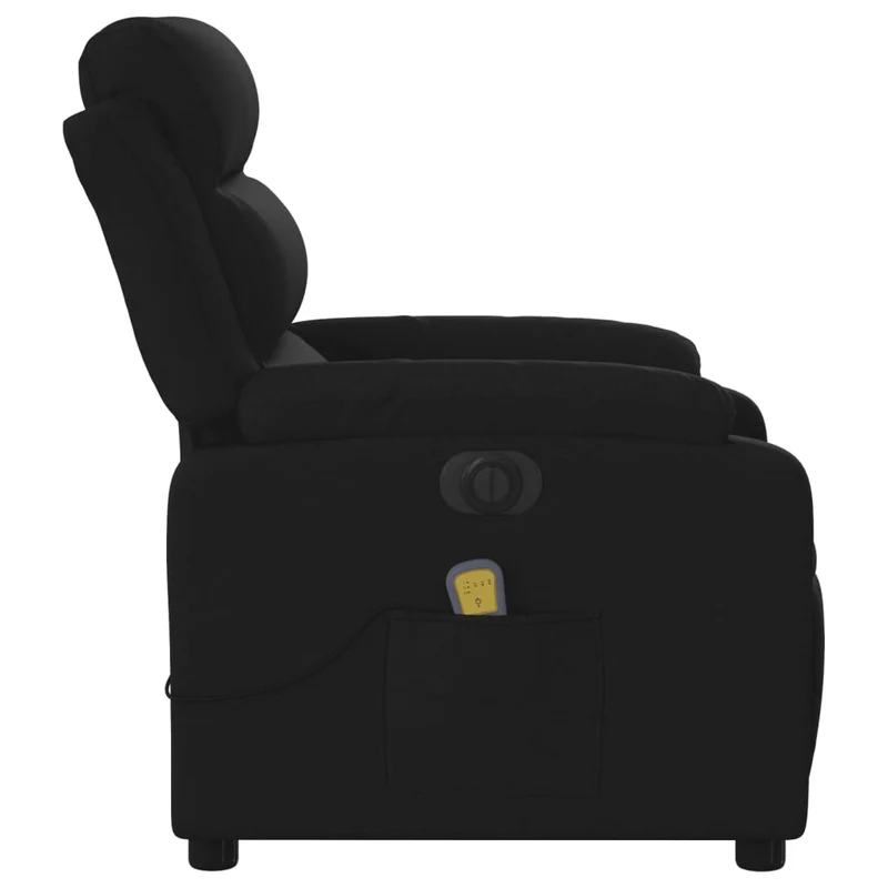 Fauteuil de relaxation TV fonction massage inclinable électrique 6 points de massage en tissu noir DEC027229