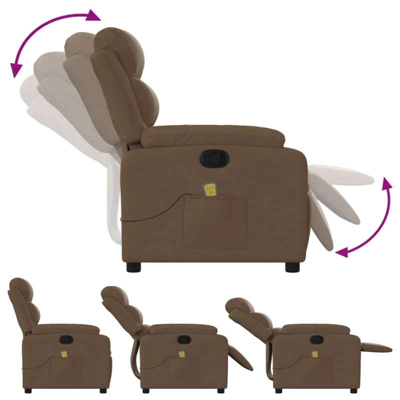 Fauteuil de relaxation TV fonction massage inclinable inclinaison manuelle en tissu marron DEC027013