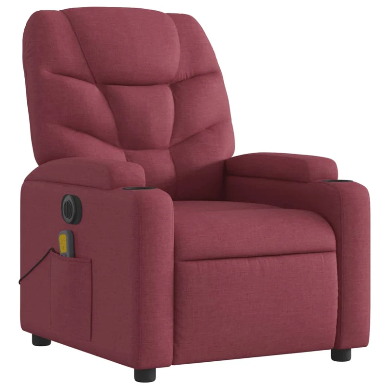 Fauteuil de relaxation TV fonction massage inclinable électrique en tissu rouge bordeaux DEC027251