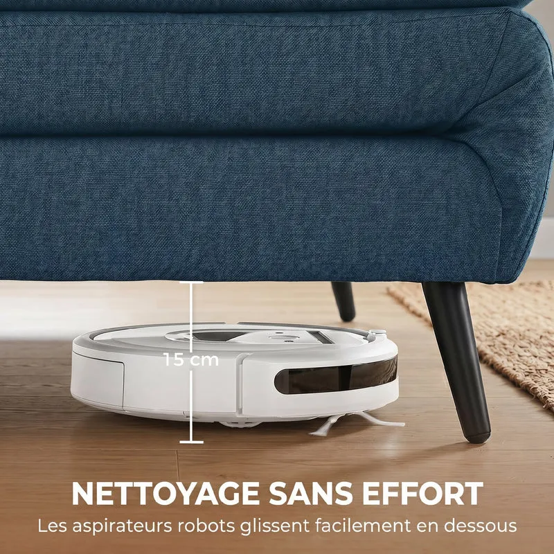 Canapé convertible 2 places canapé-lit 135 x 90 x 78 cm 3-en-1 dossier réglable moderne minimaliste en polyester bleu 21_0003676