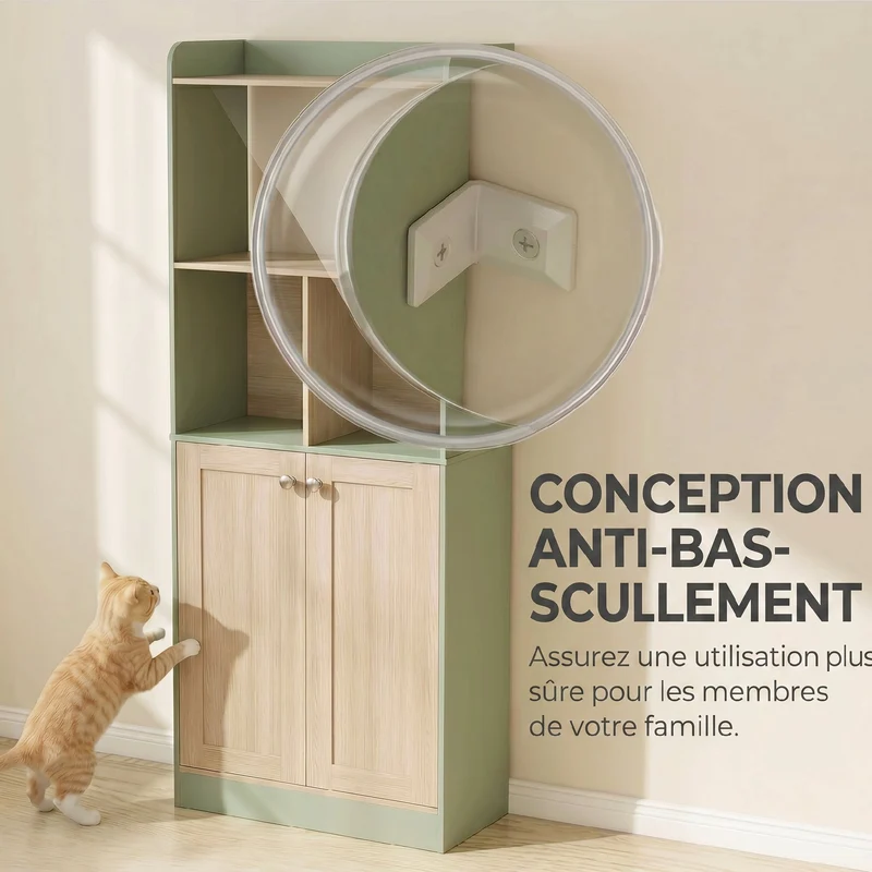 Bibliothèque 5 niveaux rangement 60 x 30 x 161,2 cm portes magnétiques anti-basculement moderne en MDF bois naturel 21_0002577