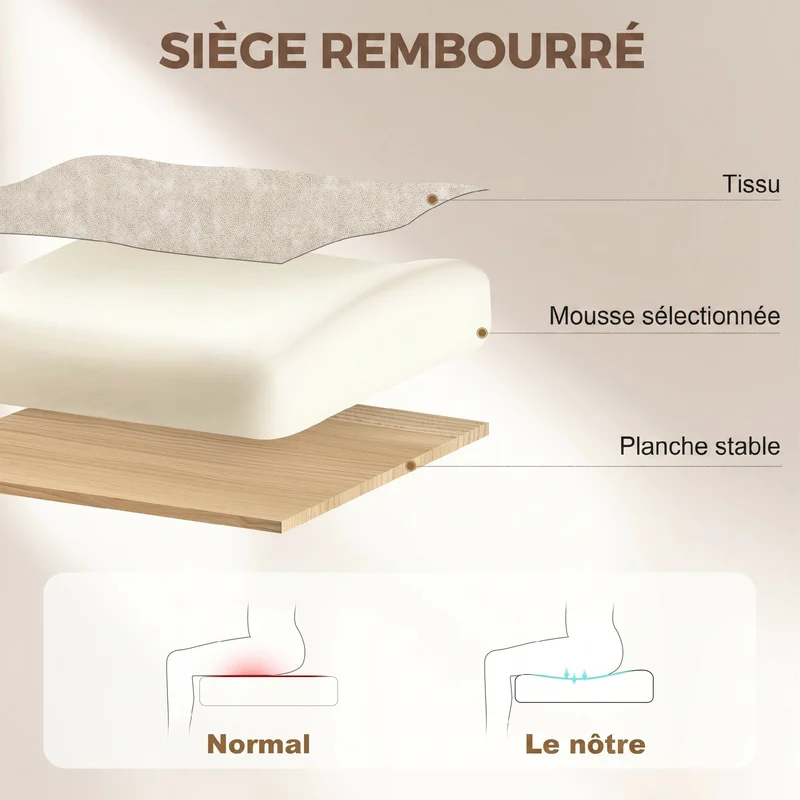 Fauteuil de bureau ergonomique réglable accoudoirs relevables 70 x 70 x 114-122 cm moderne très épuré en velours beige 21_0006285