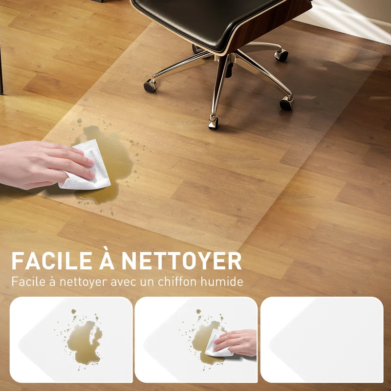 Tapis de chaise de bureau rectangulaire 100 x 150 cm protecteur antidérapant moderne épuré en plastique transparent 21_0006363