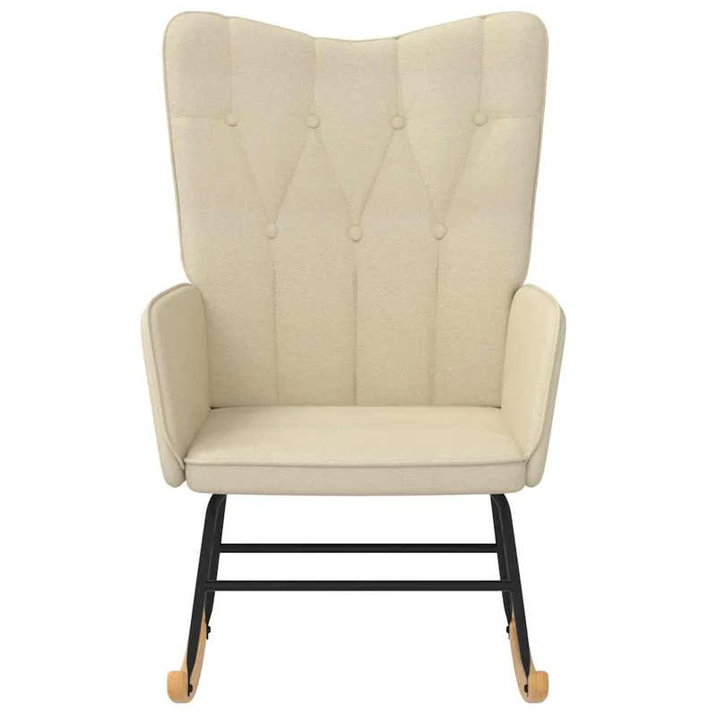 Fauteuil à bascule d'allaitement rembourré relax pour salon en tissu crème capitonné DEC028915