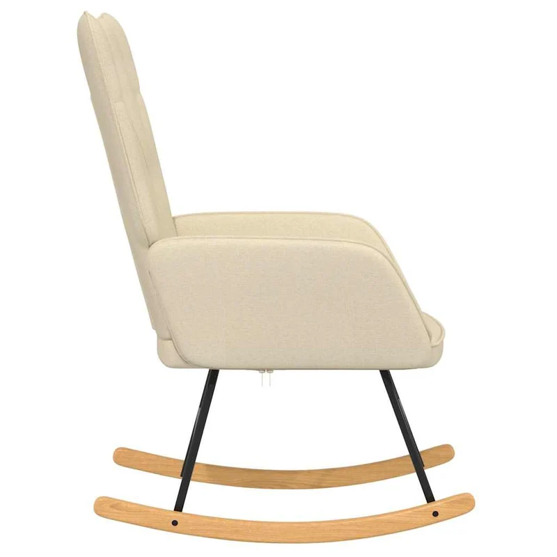 Fauteuil à bascule d'allaitement rembourré relax pour salon en tissu crème capitonné DEC028915