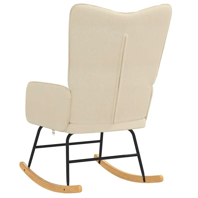 Fauteuil à bascule d'allaitement rembourré relax pour salon en tissu crème capitonné DEC028915