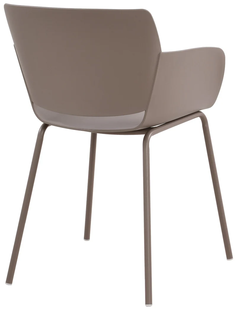 Lot de 2 chaises pour intérieur ou extérieur en plastique couleur taupe en acier thermolaqué 10_0007308
