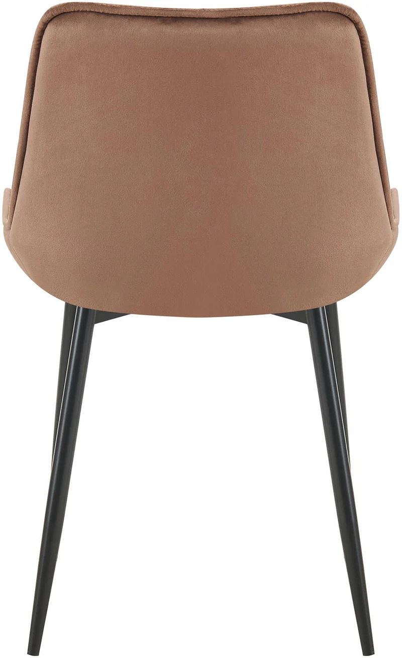 Lot de 2 chaises de salle à manger assise et dossier capitonné en velours marron et métal noir 10_0007499