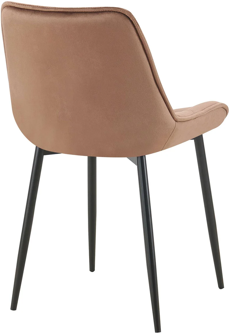 Lot de 2 chaises de salle à manger assise et dossier capitonné en velours marron et métal noir 10_0007499