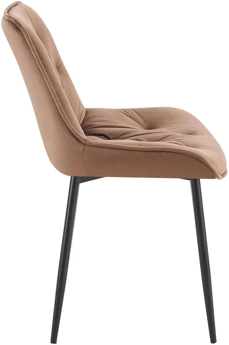 Lot de 2 chaises de salle à manger assise et dossier capitonné en velours marron et métal noir 10_0007499