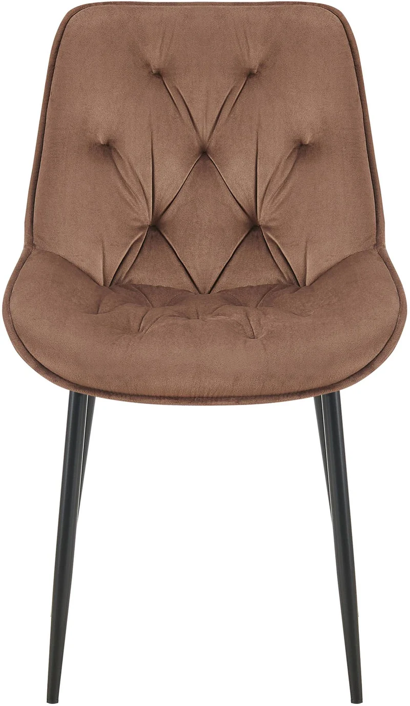 Lot de 2 chaises de salle à manger assise et dossier capitonné en velours marron et métal noir 10_0007499