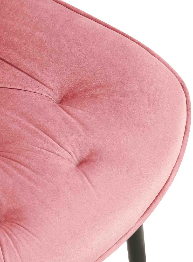 Lot de 2 chaises de salle à manger assise et dossier capitonné en velours rose et métal noir 10_0007459