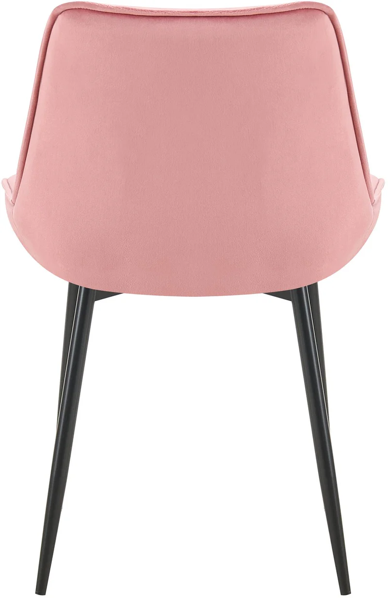 Lot de 2 chaises de salle à manger assise et dossier capitonné en velours rose et métal noir 10_0007459