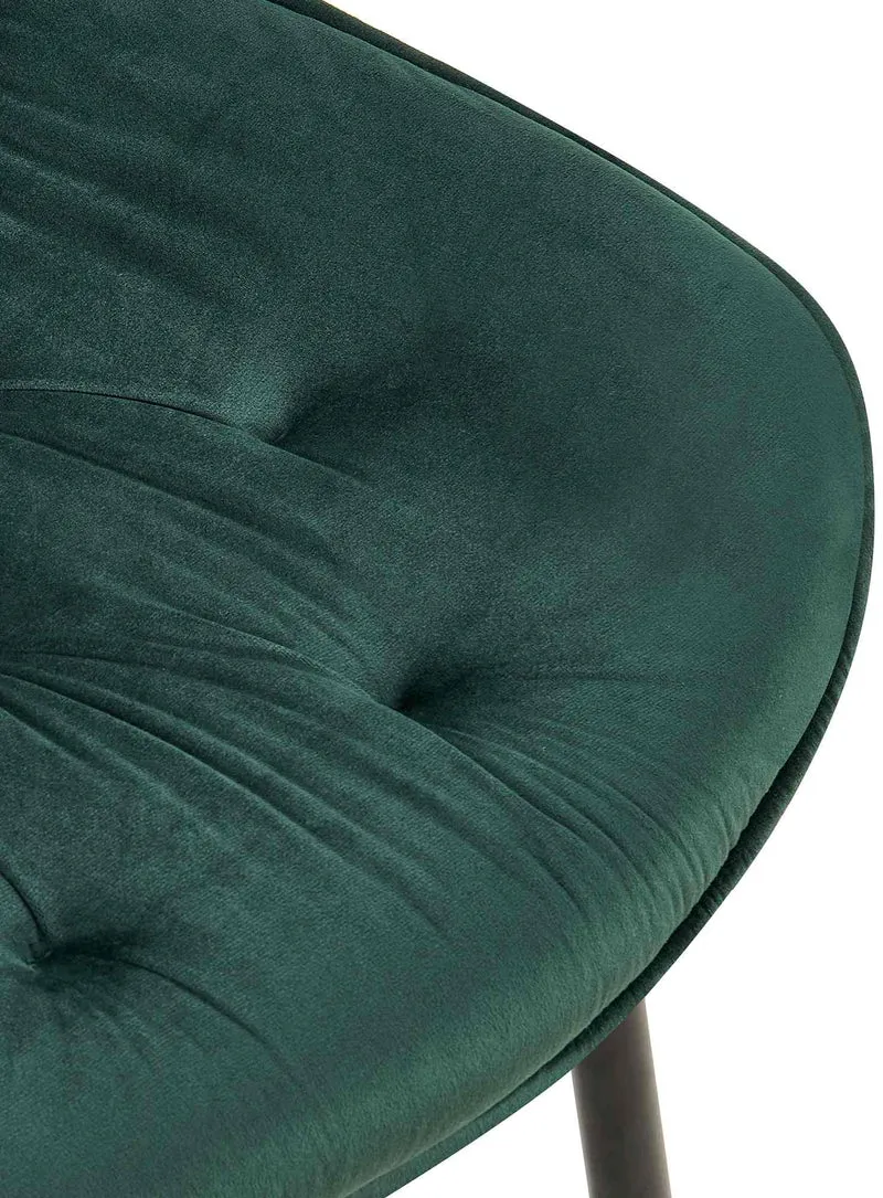 Lot de 2 chaises de salle à manger assise et dossier capitonné en velours vert et métal noir 10_0007399