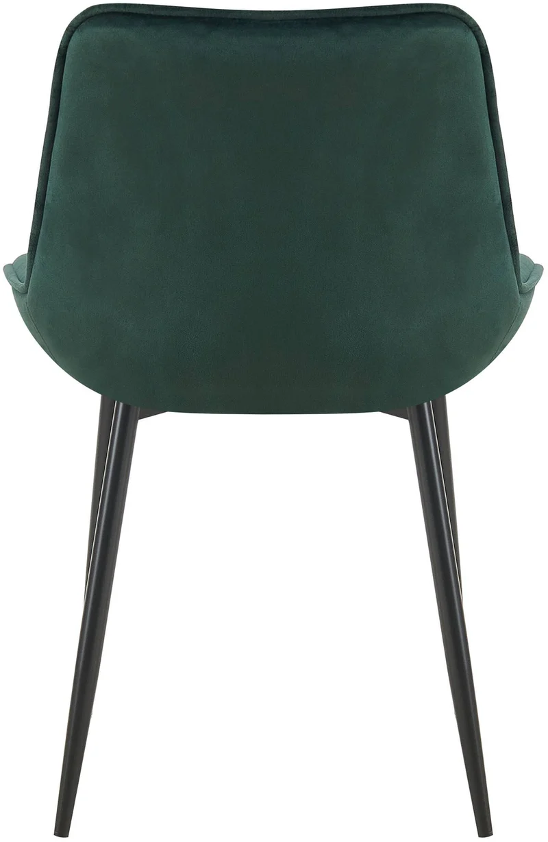Lot de 2 chaises de salle à manger assise et dossier capitonné en velours vert et métal noir 10_0007399