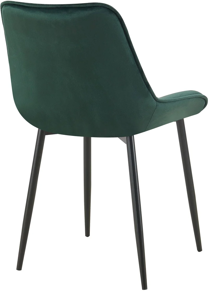 Lot de 2 chaises de salle à manger assise et dossier capitonné en velours vert et métal noir 10_0007399