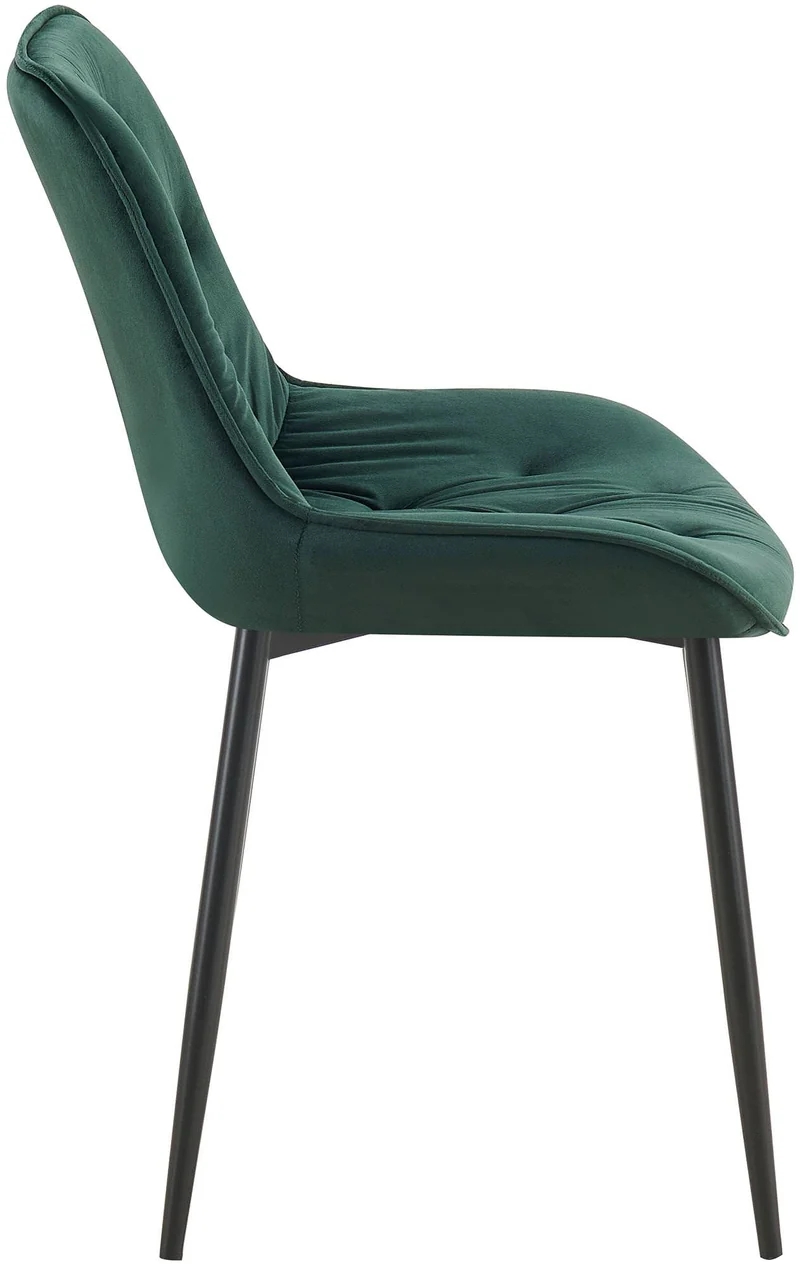 Lot de 2 chaises de salle à manger assise et dossier capitonné en velours vert et métal noir 10_0007399