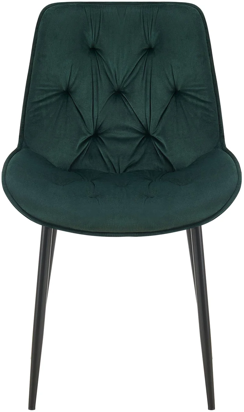 Lot de 2 chaises de salle à manger assise et dossier capitonné en velours vert et métal noir 10_0007399