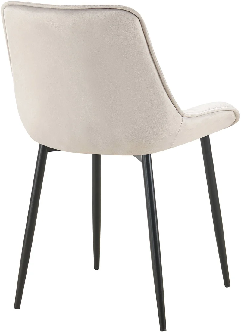 Lot de 2 chaises de salle à manger assise et dossier capitonné en velours gris et métal noir 10_0007354