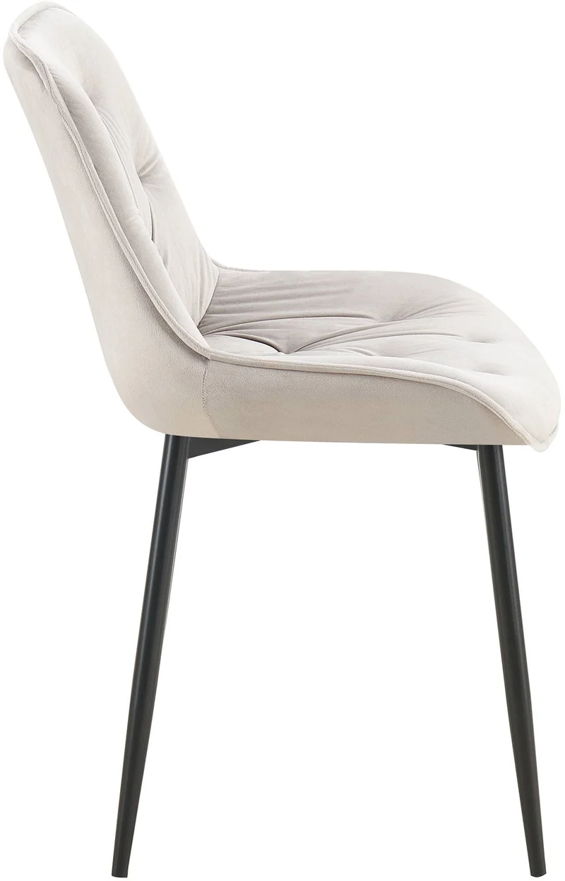 Lot de 2 chaises de salle à manger assise et dossier capitonné en velours gris et métal noir 10_0007354