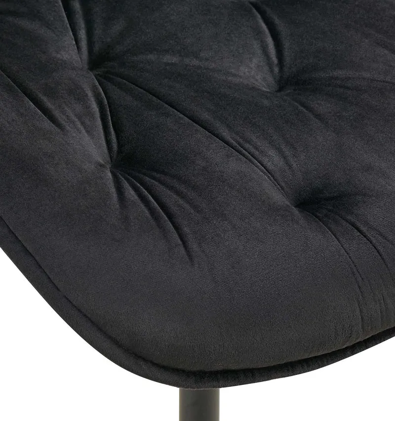 Lot de 2 chaises de salle à manger assise et dossier capitonné en velours noir et métal noir 10_0007323
