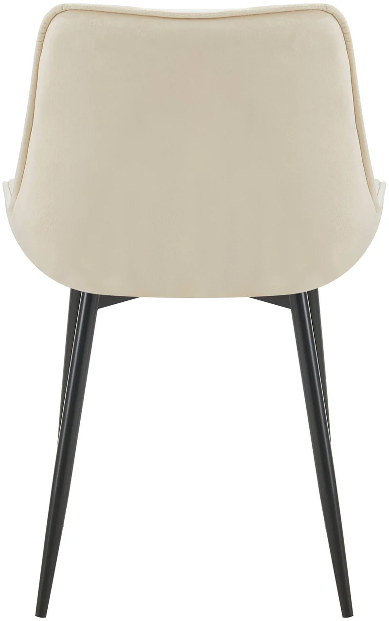 Lot de 2 chaises de salle à manger assise et dossier capitonné en velours crème et métal noir 10_0007322
