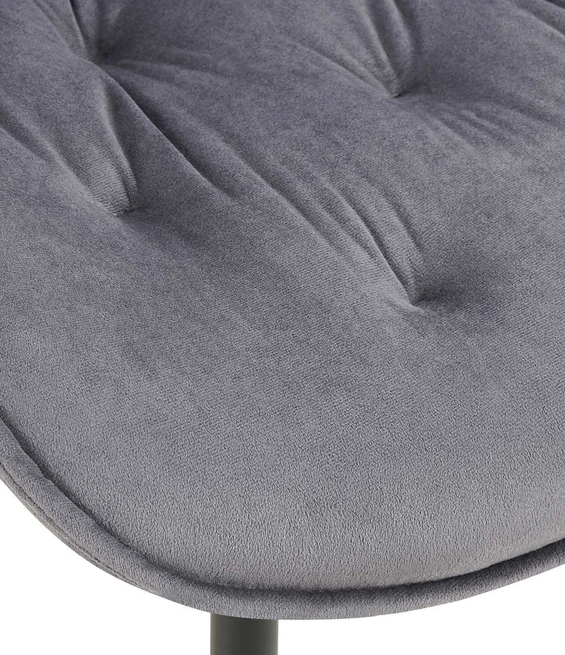 Lot de 2 chaises de salle à manger assise et dossier capitonné en velours gris foncé et métal noir 10_0007321