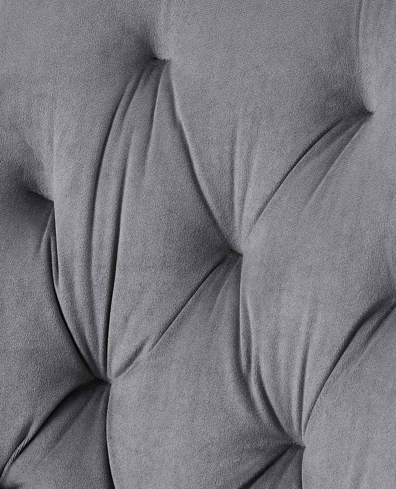 Lot de 2 chaises de salle à manger assise et dossier capitonné en velours gris foncé et métal noir 10_0007321