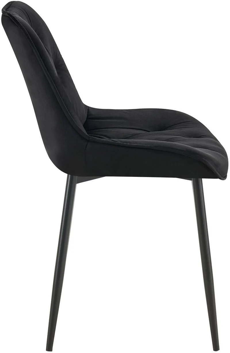 Chaise de salle à manger x1 assise et dossier capitonné en velours noir et métal noir 10_0007237