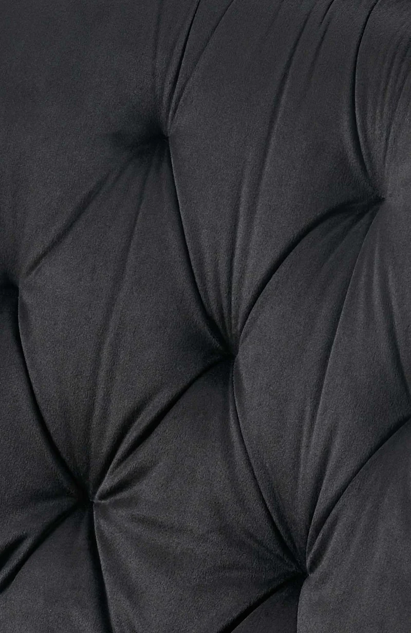 Chaise de salle à manger x1 assise et dossier capitonné en velours noir et métal noir 10_0007237