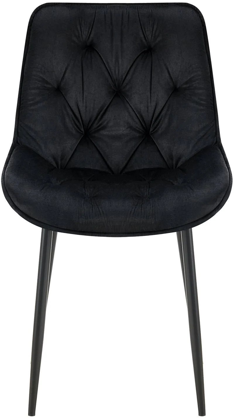 Chaise de salle à manger x1 assise et dossier capitonné en velours noir et métal noir 10_0007237