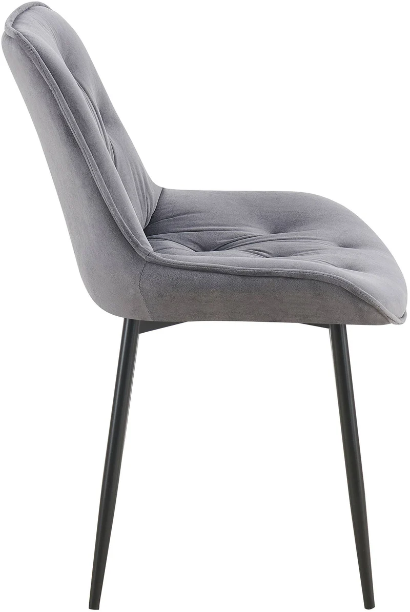 Chaise de salle à manger x1 assise et dossier capitonné en velours gris foncé et métal noir 10_0007235
