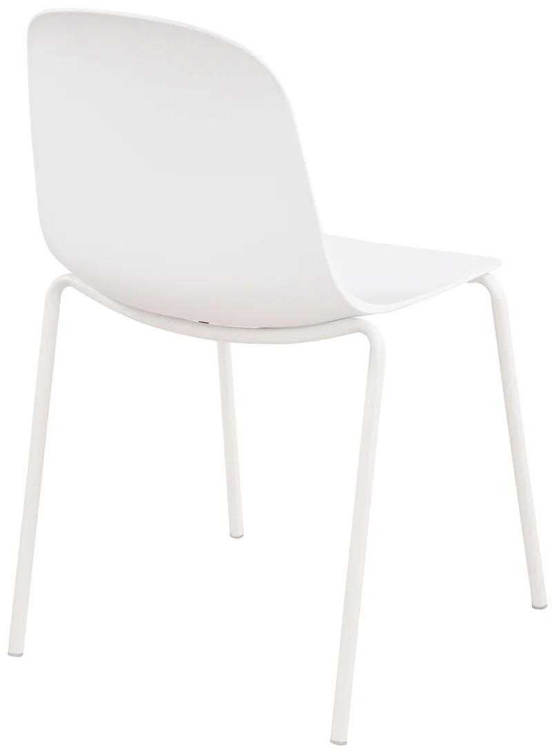 Lot de 2 chaises de jardin en plastique blanc et cadre robuste à quatre pieds en acier 10_0007539