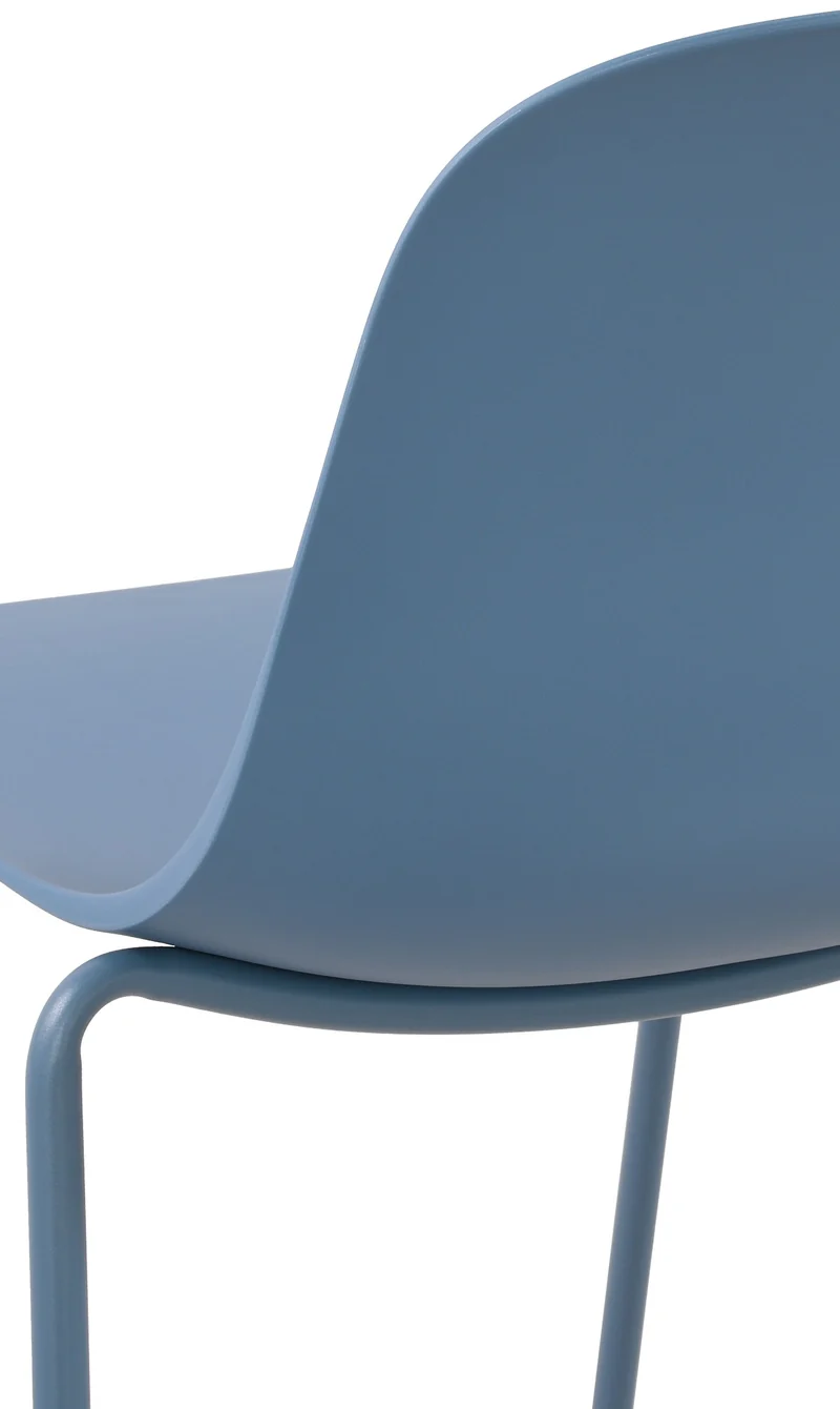 Lot de 2 chaises de jardin en plastique bleu et cadre robuste à quatre pieds en acier 10_0007495