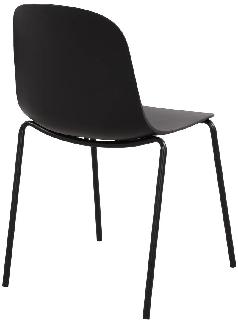 Lot de 2 chaises de jardin en plastique noir et cadre robuste à quatre pieds en acier 10_0007326