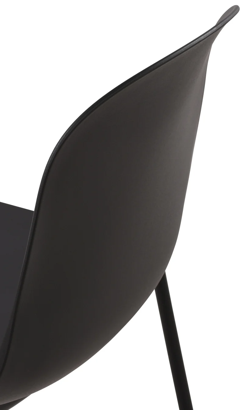 Lot de 2 chaises de jardin en plastique noir et cadre robuste à quatre pieds en acier 10_0007326