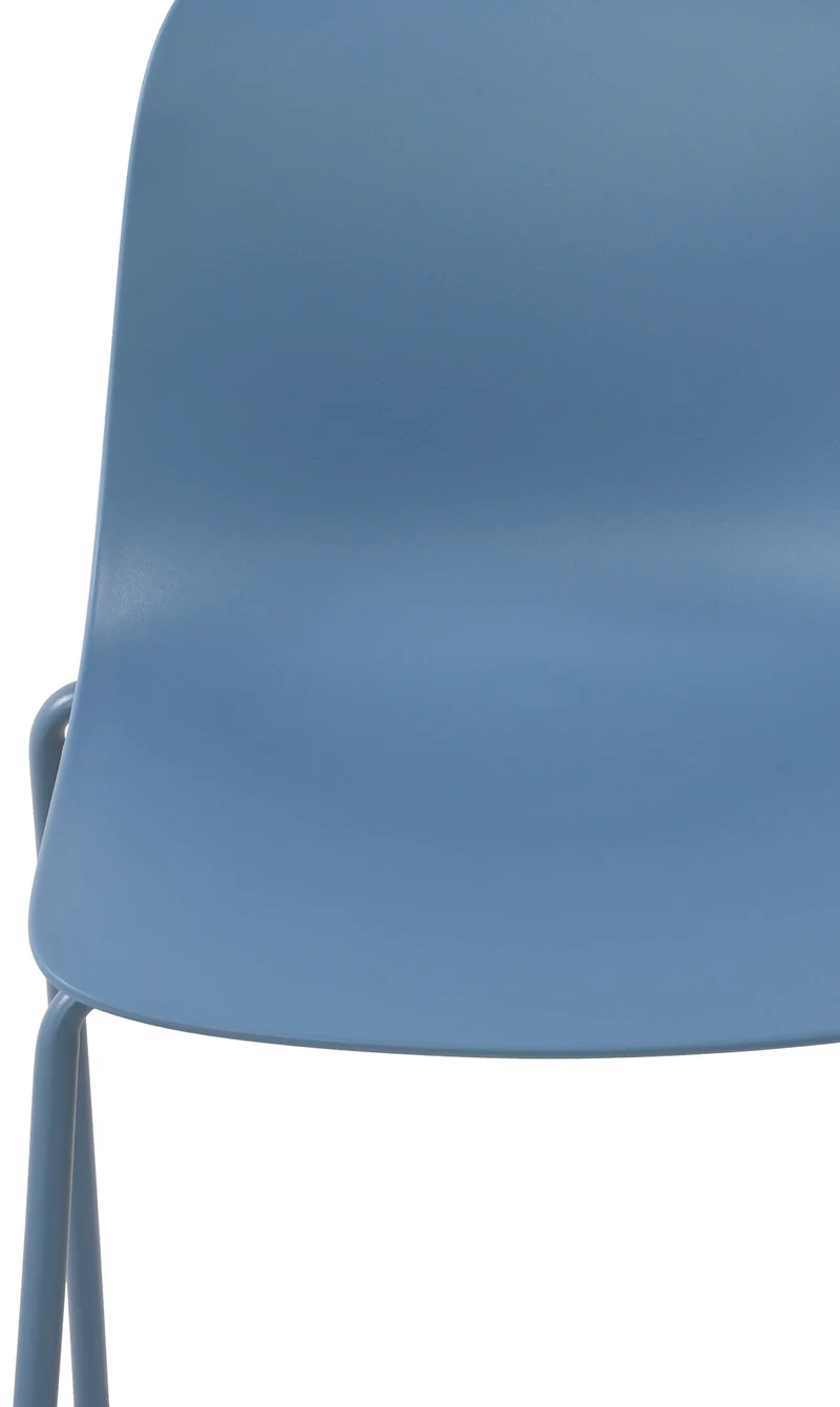 Chaise de jardin x1 en plastique bleu et cadre robuste à quatre pieds en acier 10_0007292